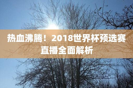 热血沸腾!2018世界杯预选赛直播全面解析